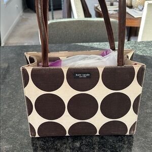 Kate Spade Cream and Brown Polka Dot Tote